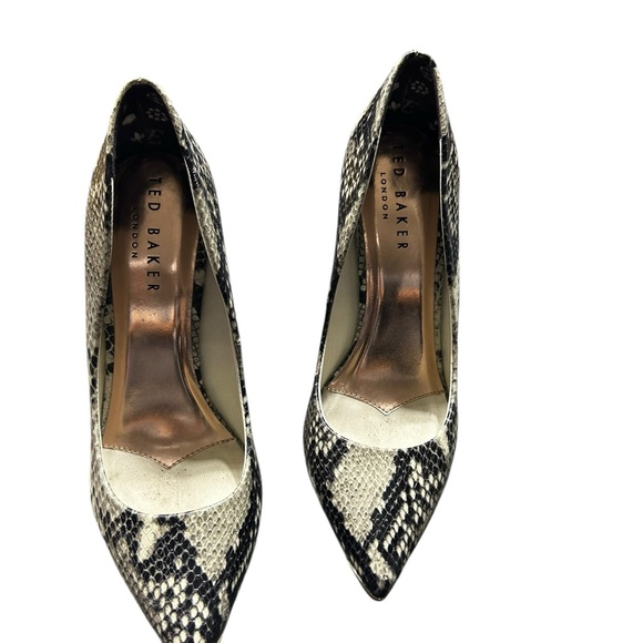 TED BAKER ISIBELY high heels shoes natural snake print leather size 37.5 EUC - Picture 2 of 10